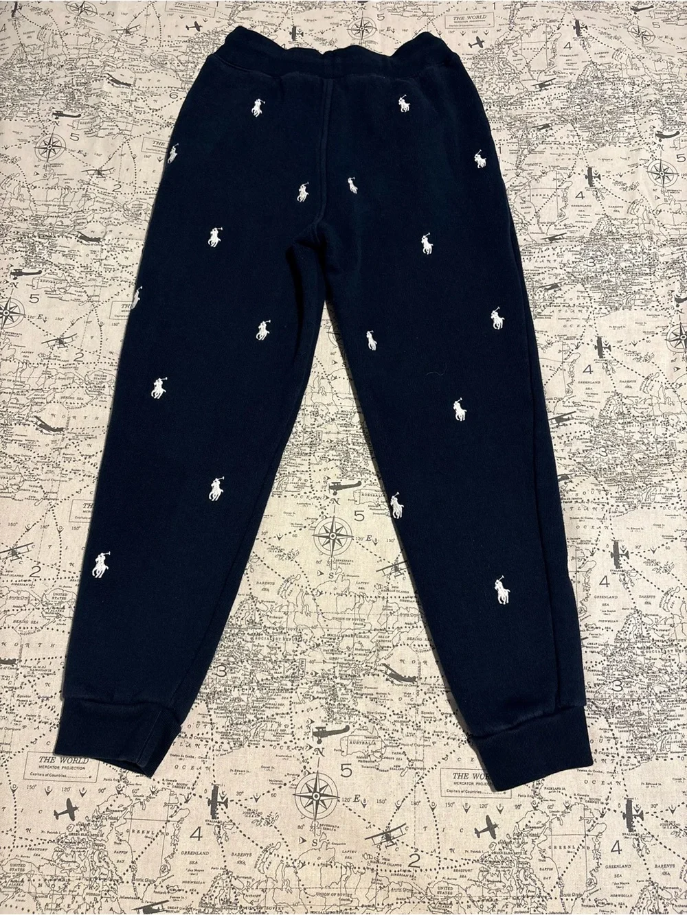 Ralph Lauren Navy Sweatpants with White Pony Embroidery